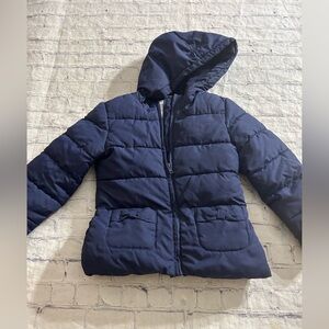GYMBOREE NAVY FULL ZIP HAS HOOD & POCKETS GIRLS JACKET/COAT PUFFER STYLE S(5-6)